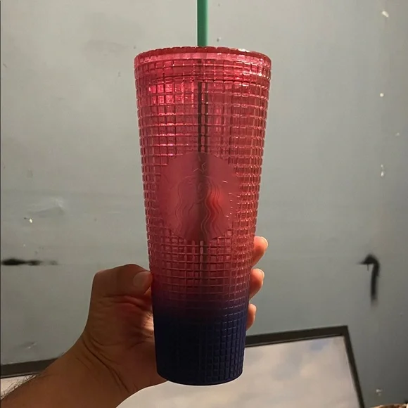 RARE Starbucks 24oz Pink & Blue Ombre Studded Cold Cup Tumbler - Picture 2 of 4
